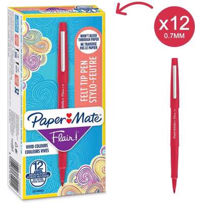 Fiberpen PaperMate Flair 0,7 M, rød /12