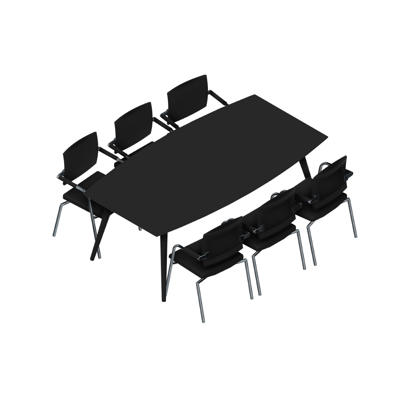 Konferencebord Dencon XL 1928 206x110 HPL sort/sort