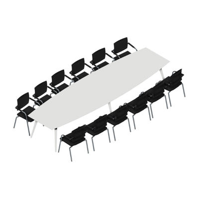 Konferencebord Dencon XL 1931 412x120 HPL hvid/hvid