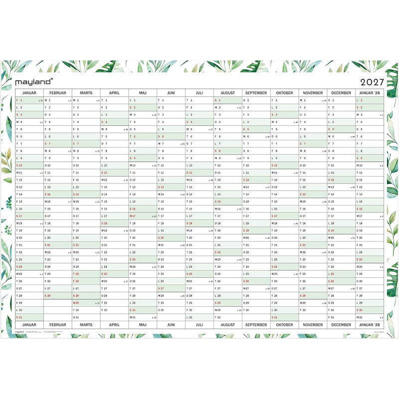 Kæmpekalender whiteboard 2027 Mayland 1x13 mdr.
