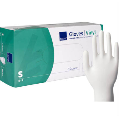 Undersøgelseshandske vinyl str. S pudderfri pk./100