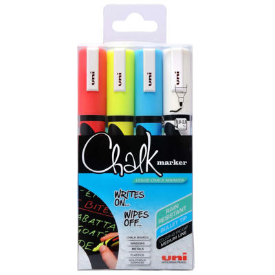 Whiteboard marker Uni Chalk PWE-5M etui/4 stk