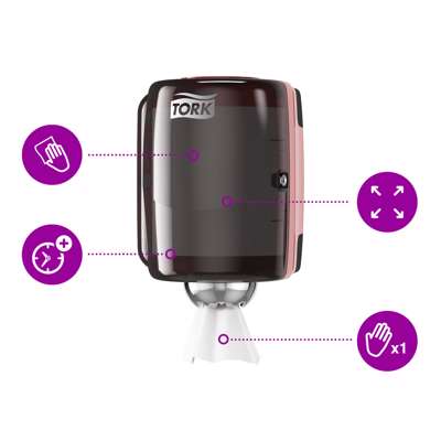 Dispenser Tork M2 Centerfeed sort/rød 659008