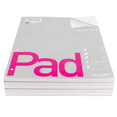 Standardblok 4 huller ulin. 60g hvid A4 5stk/pk