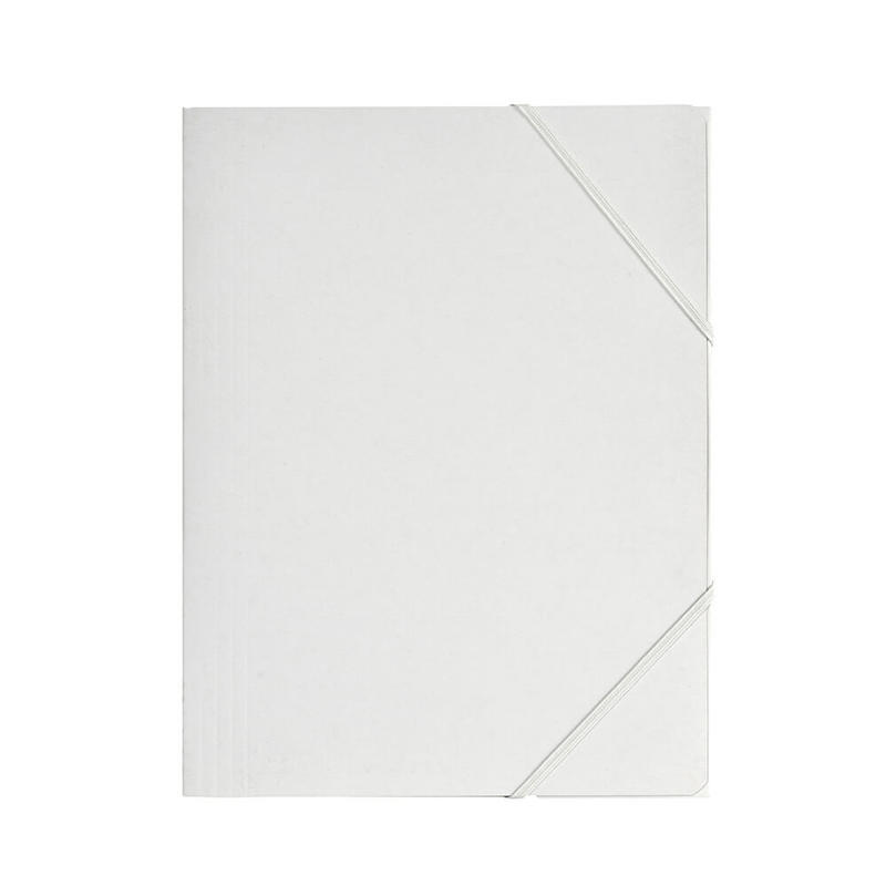 Mappe Q-Line A4 m/elastik karton m/3 klapper hvid