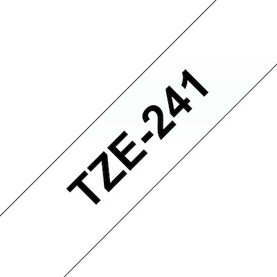 Labeltape Brother TZe241 18mm sort på hvid lamineret