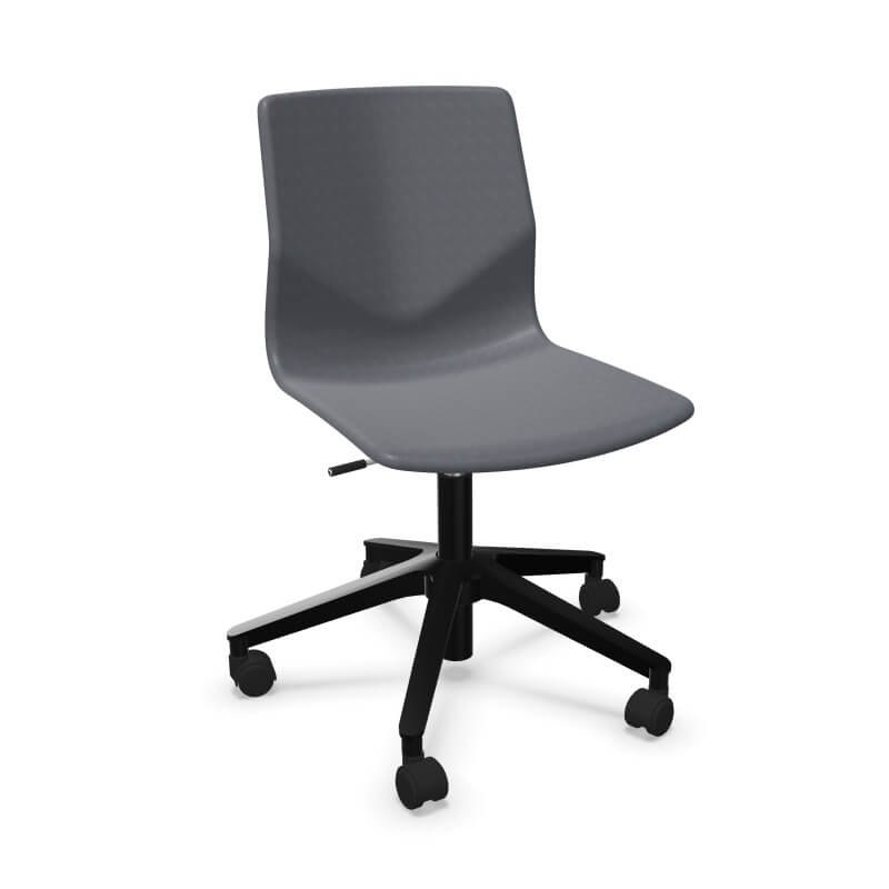Kontorstol FourSure 66 m. flydende vip grå PUlæder,sort stel
