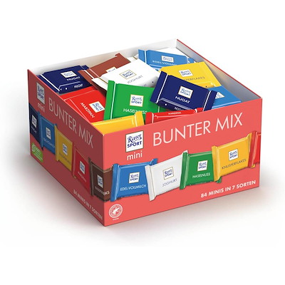 Chokolade Ritter Sport mini m. 84 stk. 16,67g assorteret