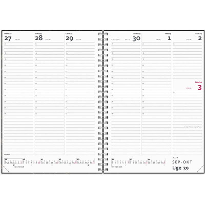 Ugekalender A5 2027 Mayland højform mørkegrå PP-plast