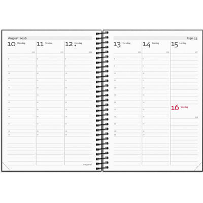 A6 ugekalender højformat matsort genbrugskarton 2026