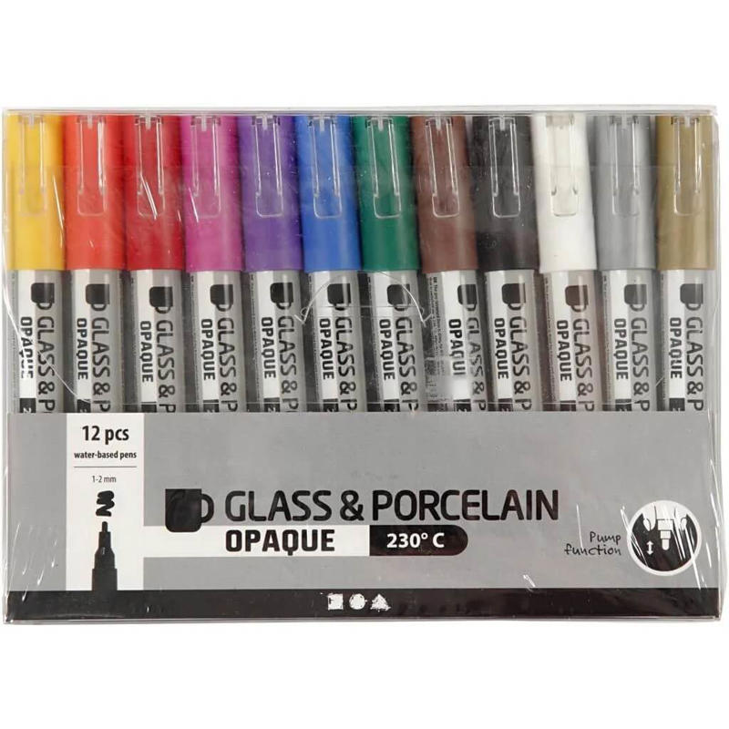 Marker Opaque Creas glas & porcelæn 12 ass