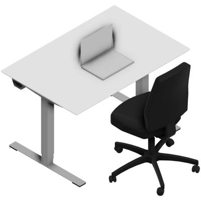 Hæve/sænke bord Dencon 03501 1200x800 alu stel hvid lam. pl