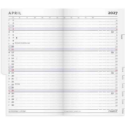 Index Planner mini 2027 Mayland mørkegrå PP-plast