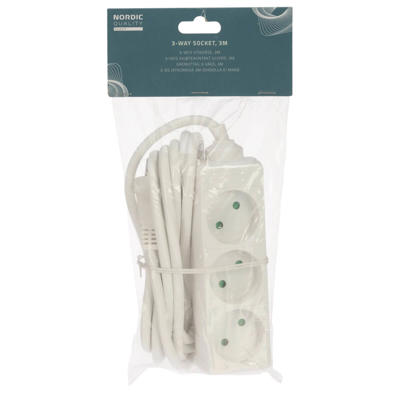 Stik 3-vejs (D) 3m hvid