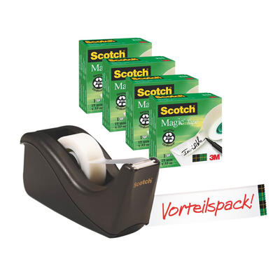 Tape Magic 19mmx33m 4rl + 1 sort C60 dispenser