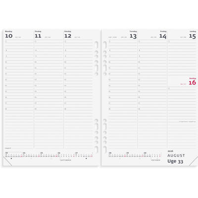 System A5 ugekalender højformat brun skind 2026
