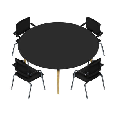 Konferencebord Dencon XL 1909 Ø180 HPL sort/eg