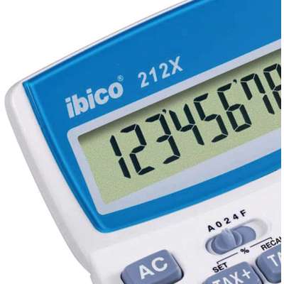 Lommeregner Ibico 12 cifre Euro 212X hvid/blå