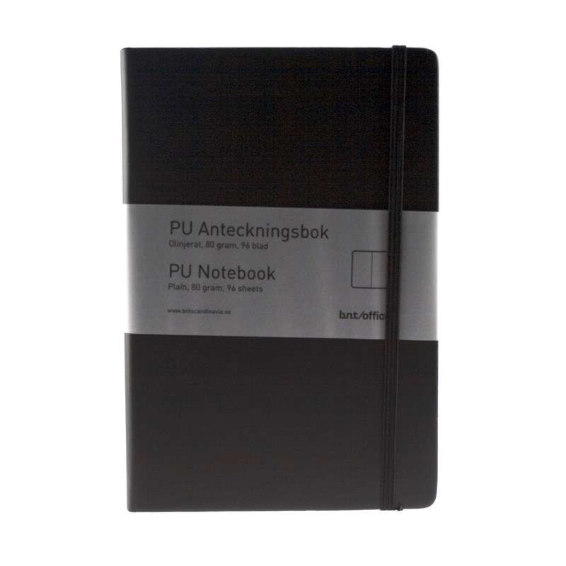Notesbog BNT A5 sort ulinjeret 96bl 80g