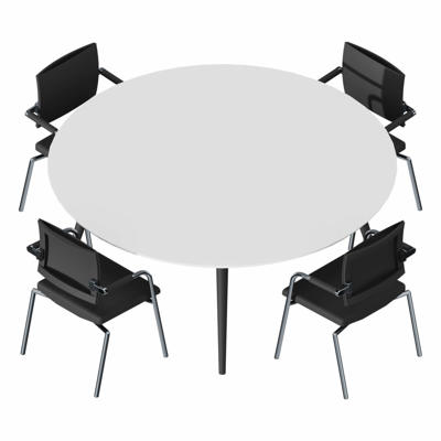 Konferencebord Dencon XL 1909 Ø180 HPL hvid/sort