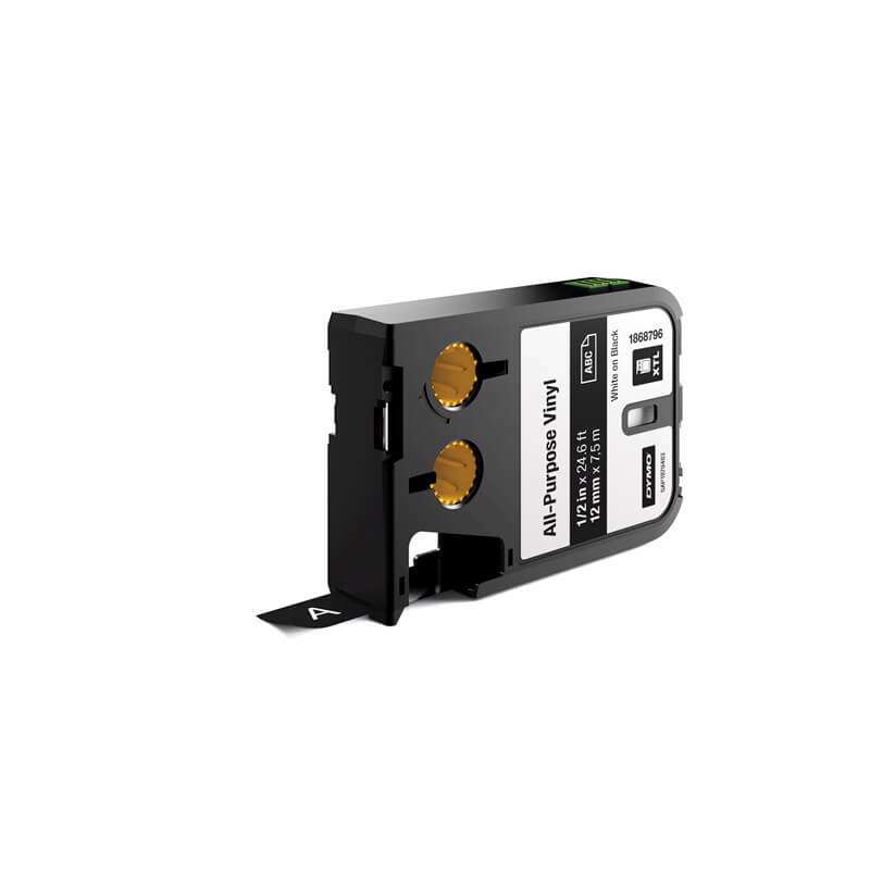 Labeltape DYMO XTL 12mmx7m hvid på sort vinyl universal