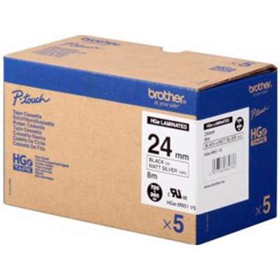 Label Brother sort/mat sølv HGeM951V5 24mm HiSpeed /5
