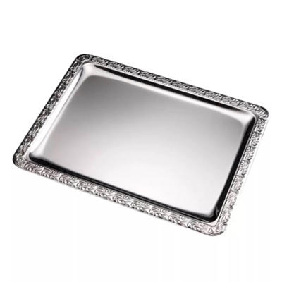 Fad servering 420x310x15mm sølv decor stål