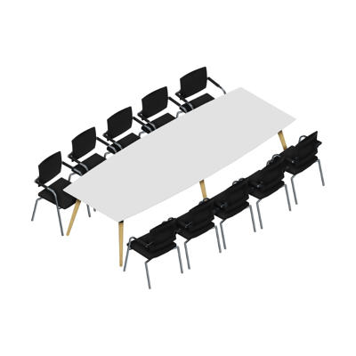 Konferencebord Dencon XL 1930 320x120 HPL hvid/eg