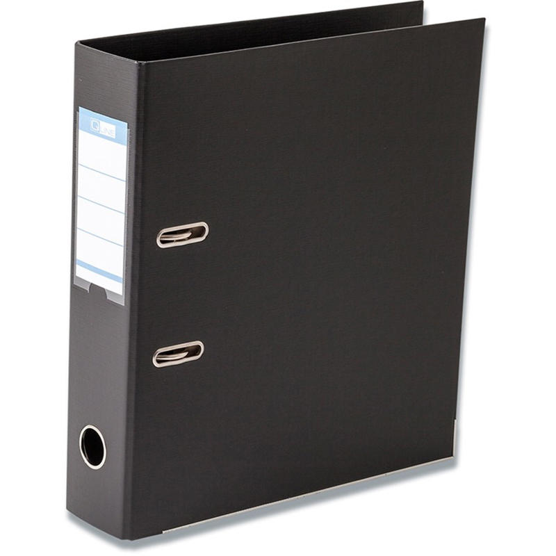 Brevordner Q-Line sort A4 metalskinne 75mm ryg