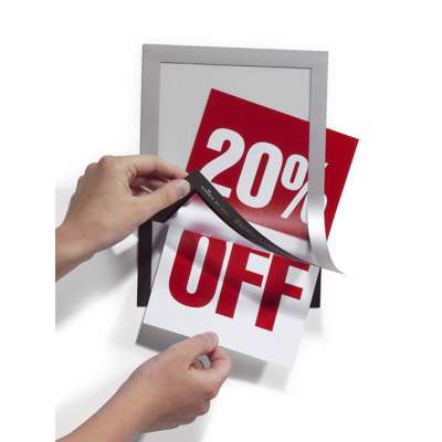 Inforamme Duraframe A5 magn/selvkl. sølv pk./2