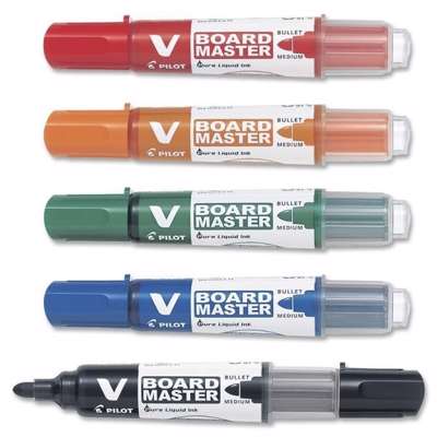 Whiteboard marker Pilot V-Board 5 ass. rund medium 5stk/pk