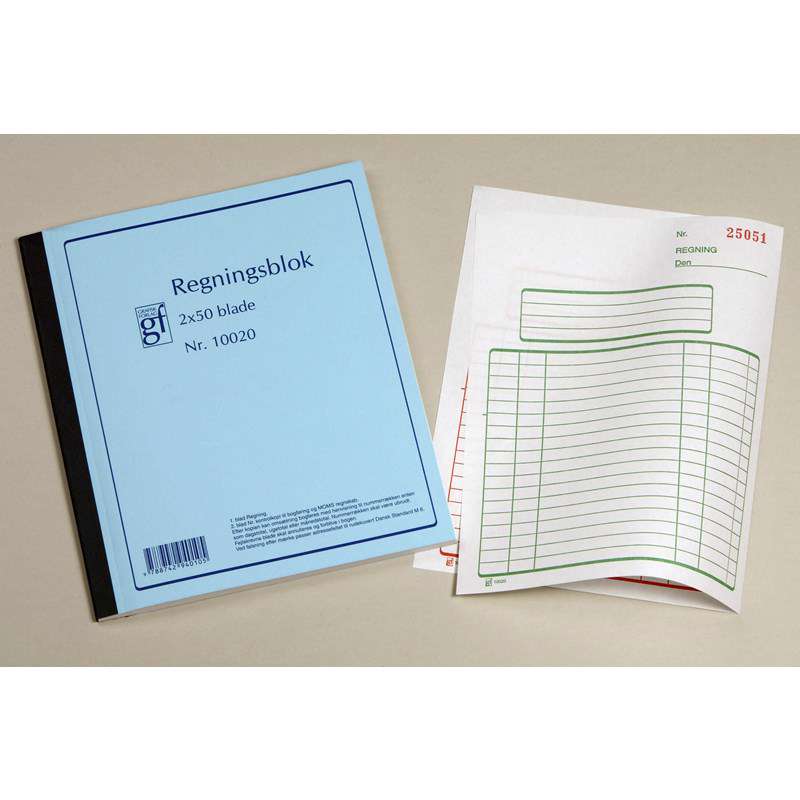 Regningsblok 10020 148x197 mm m/kopi 50 bl