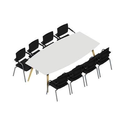 Konferencebord Dencon XL 1929 240x120 HPL hvid/eg