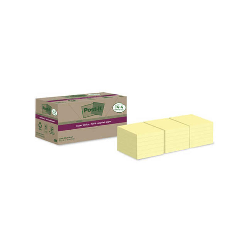 Blok Post-it recycled 76x76mm SS Canary Yellow 14+4blk/