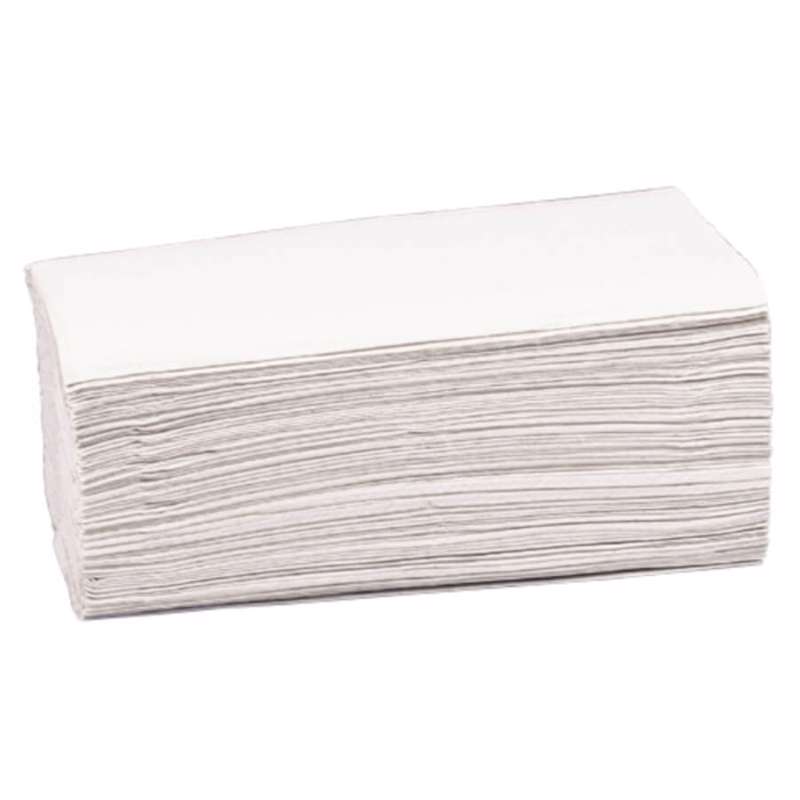 Papirhåndklæde 2-lags V-fold hvid 100% genbrugspapir