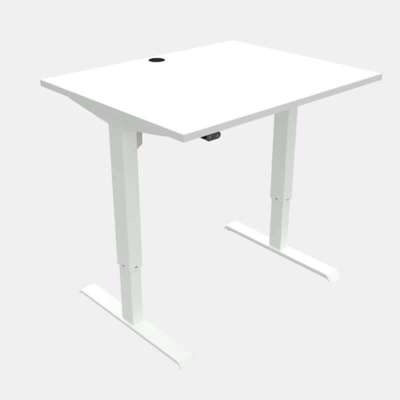 Hæve/sænkebord Conset 100x80cm hvid/ hvidt stel m. hjul