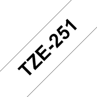 Labeltape Brother TZe251 24mm sort på hvid lamineret