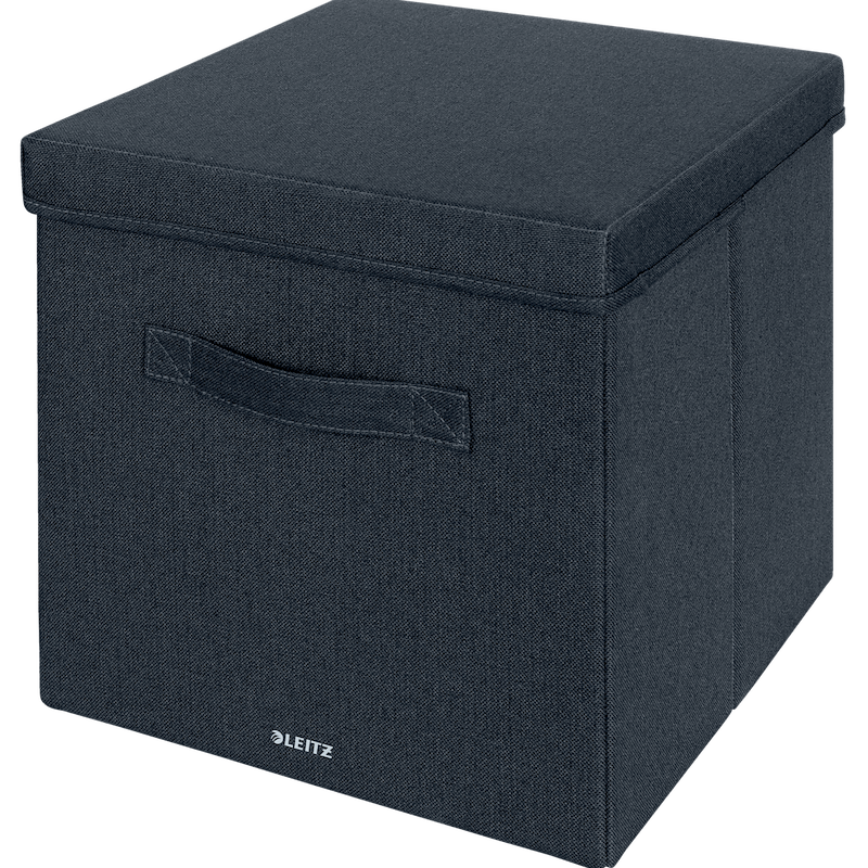 Opbevaringsboks m. låg i stof, large, pakke m. 2 stk. leitz
