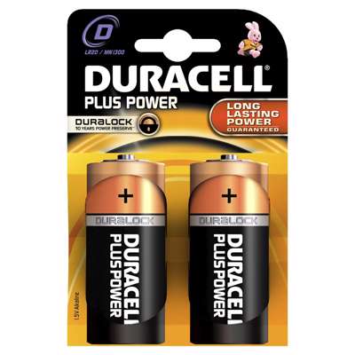 Batteri Duracell Plus Power D 2stk/pak