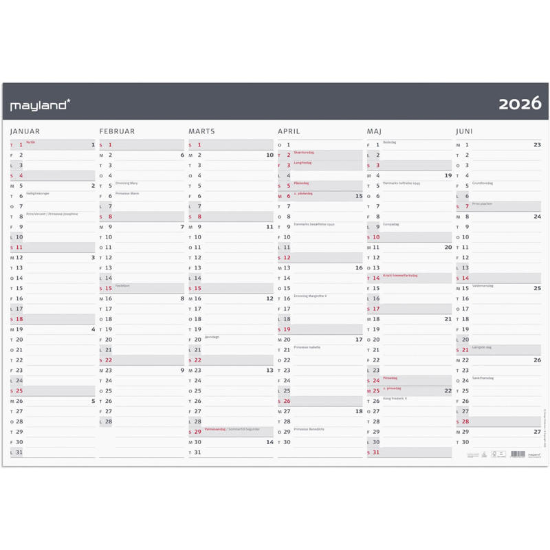 Kæmpekalender Moderne 2x6 mdr. papir rør 2026