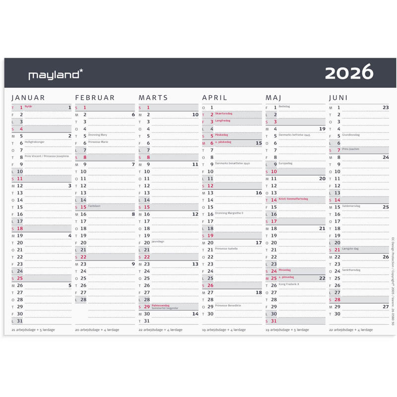 Kontorkalender Moderne A5 2026