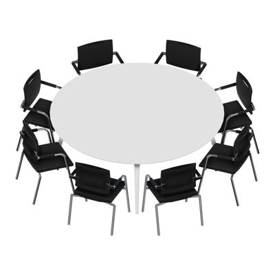 Konferencebord Dencon XL 1901 Ø200 HPL hvid/hvid