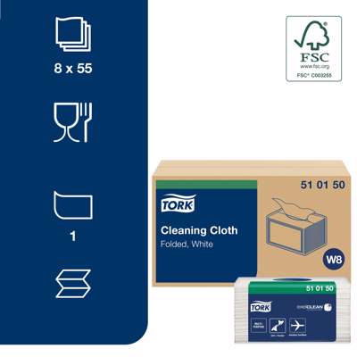 Klud aftørring Small Pack Tork Premium W8 hvid 510150