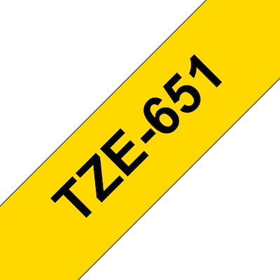 Labeltape Brother TZe651 24mm sort på gul lamineret