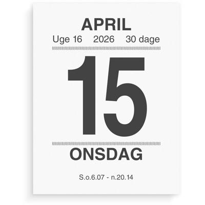 Broderikalender m/split og bagsidetekst 2026