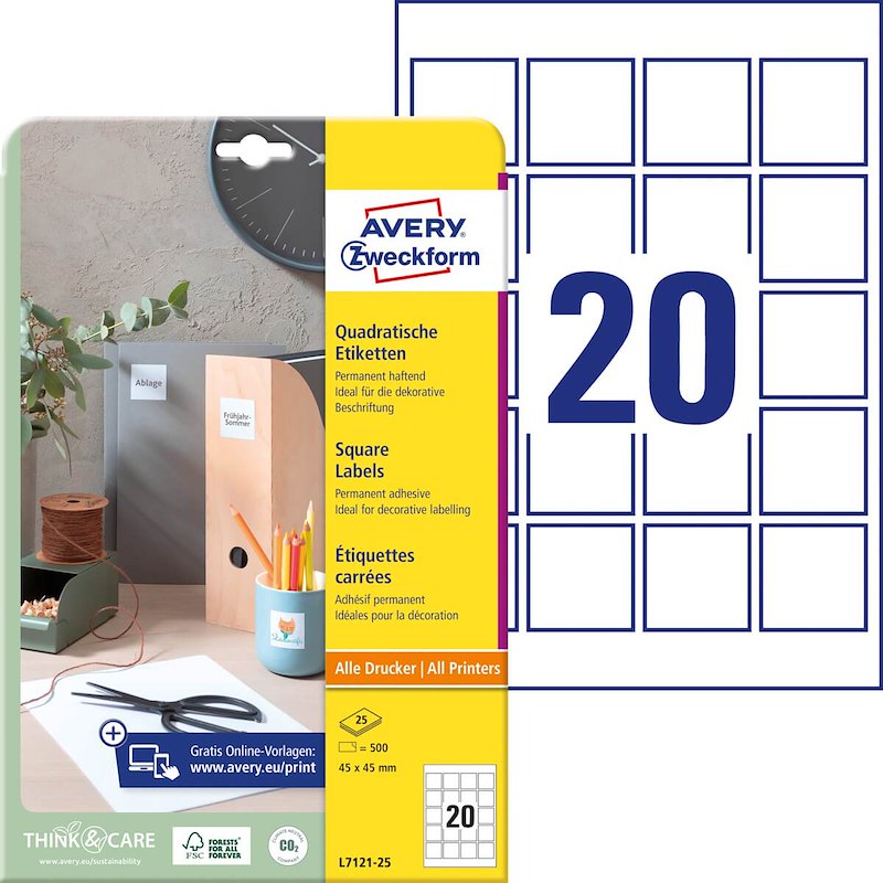 Etiketter Avery QR-kode 45x45mm L7121-25