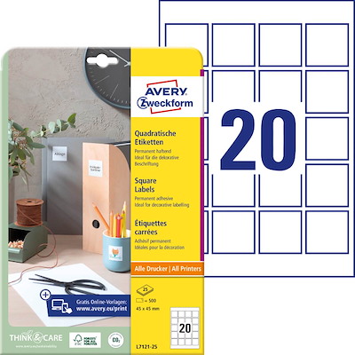 Etiketter Avery QR-kode 45x45mm L7121-25