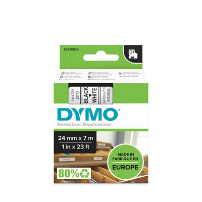Labeltape DYMO D1 24mm sort på hvid