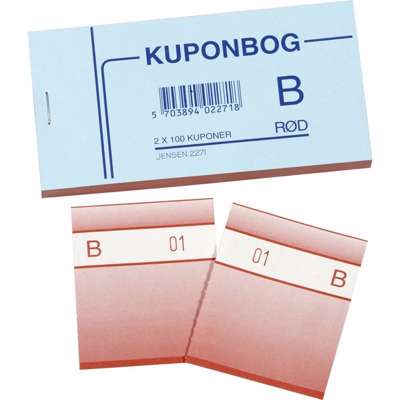Kuponbog 2271 130x70 mm rød