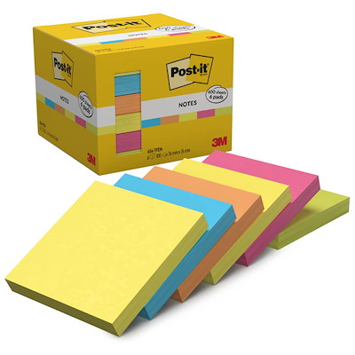 Post-it blok 654TFEN 76x76mm 4 ass. neon farver 6blk/pk.